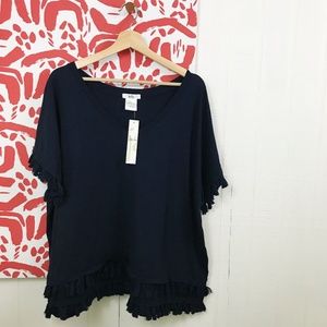 Isela Woman	V-Neck S/S Blouse with Tassles NWT